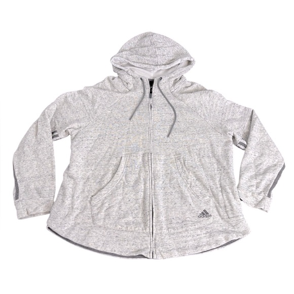 Adidas zip up hoodie jacket heathered gray woman’s size XL - Picture 1 of 5